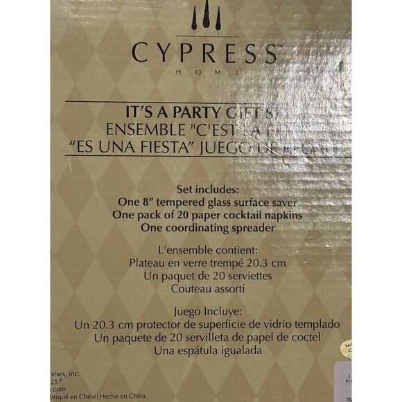 Cypress Home It’s A Party Gift Set Christmas Noel Spreader Glass Board Napkins - Picture 4 of 4